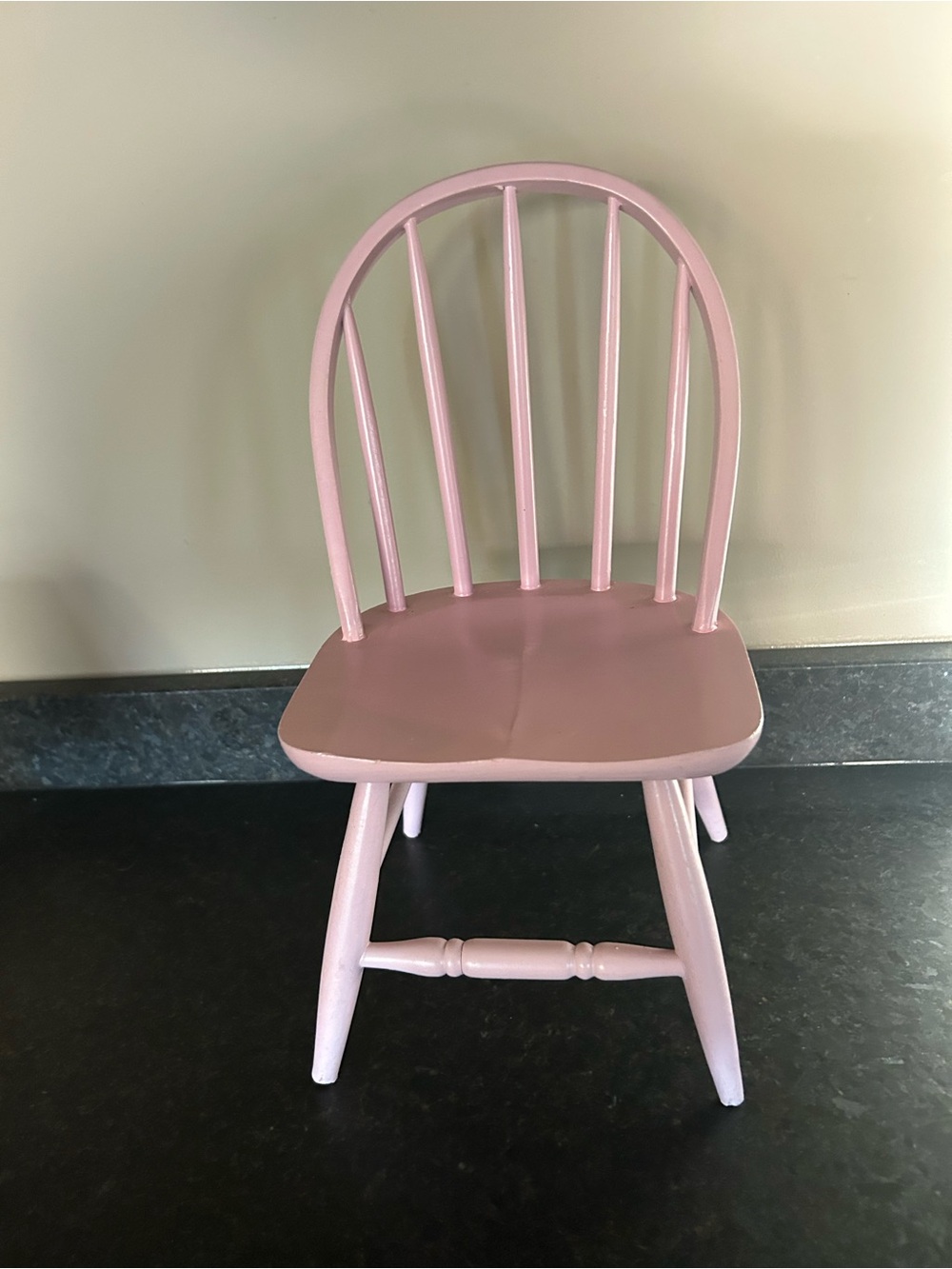 Pink Painted Spindle-Back Wooden Display Chair